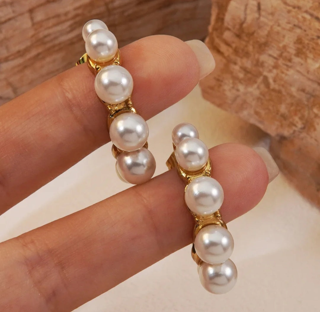 Pearl C Shape Hoops