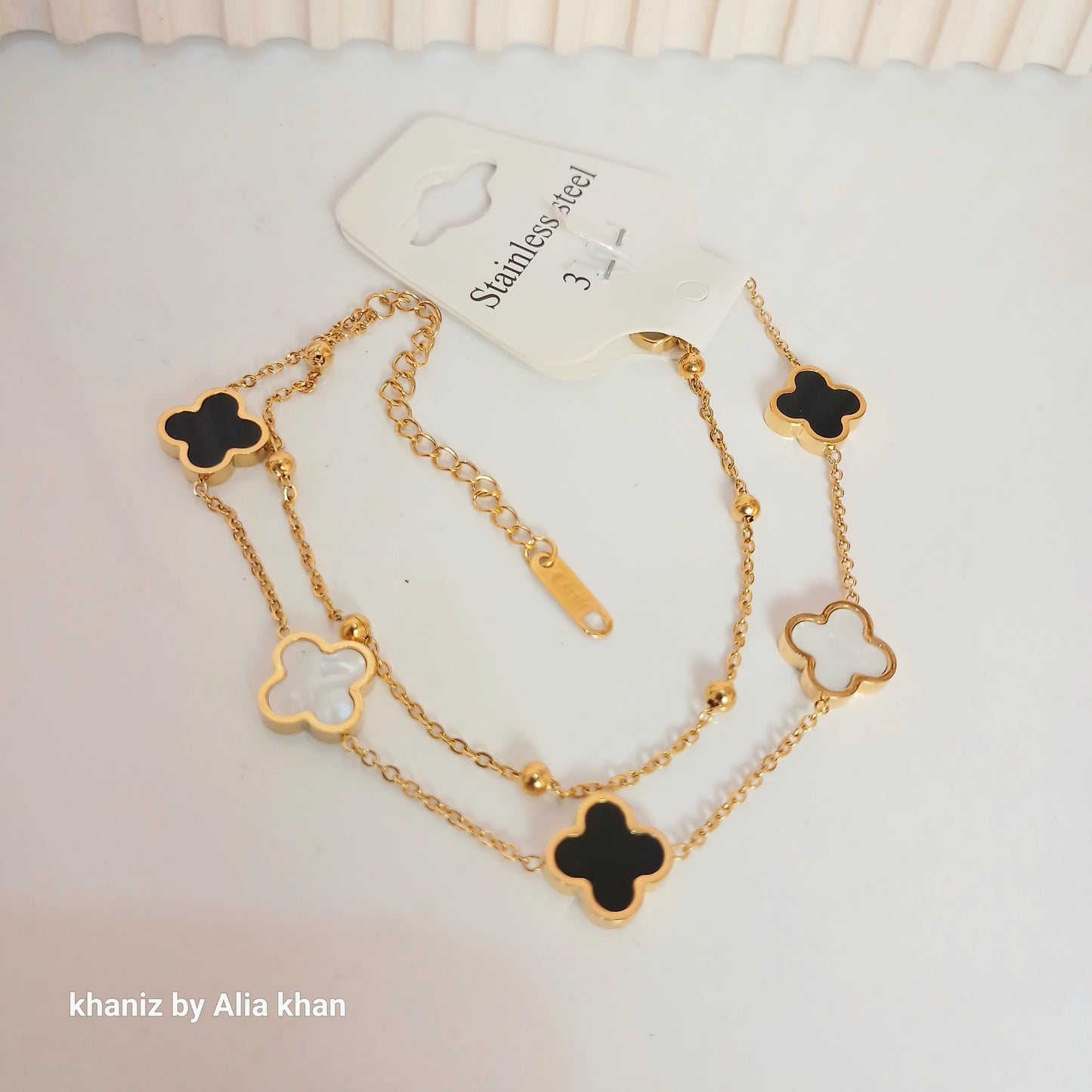 Double Chain Clover Bracelet