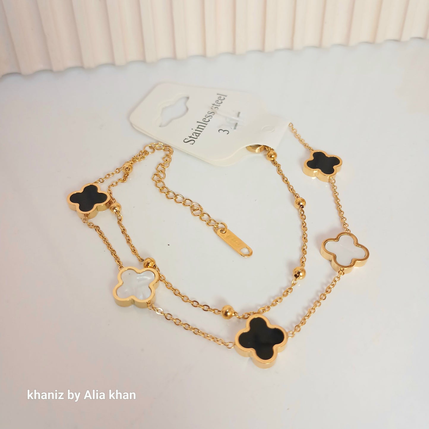 Double Chain Clover Bracelet
