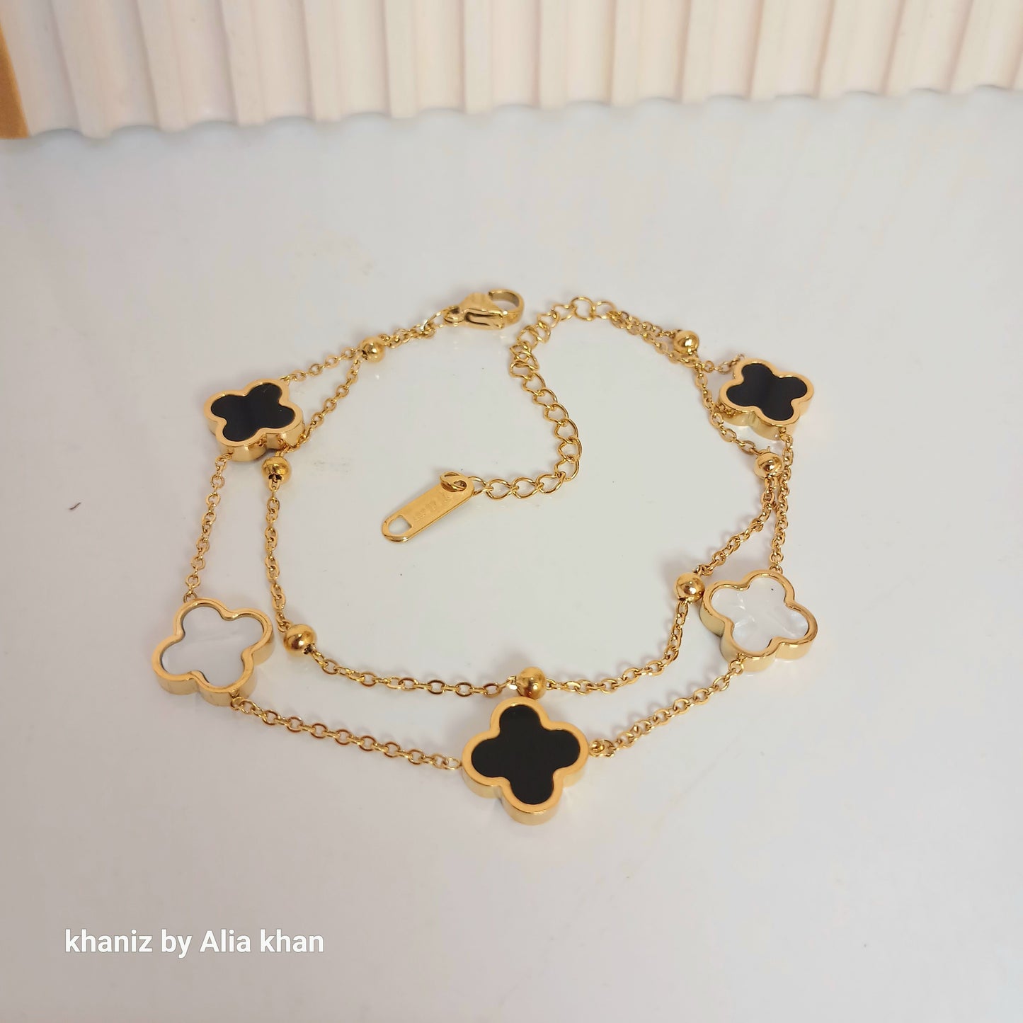 Double Chain Clover Bracelet