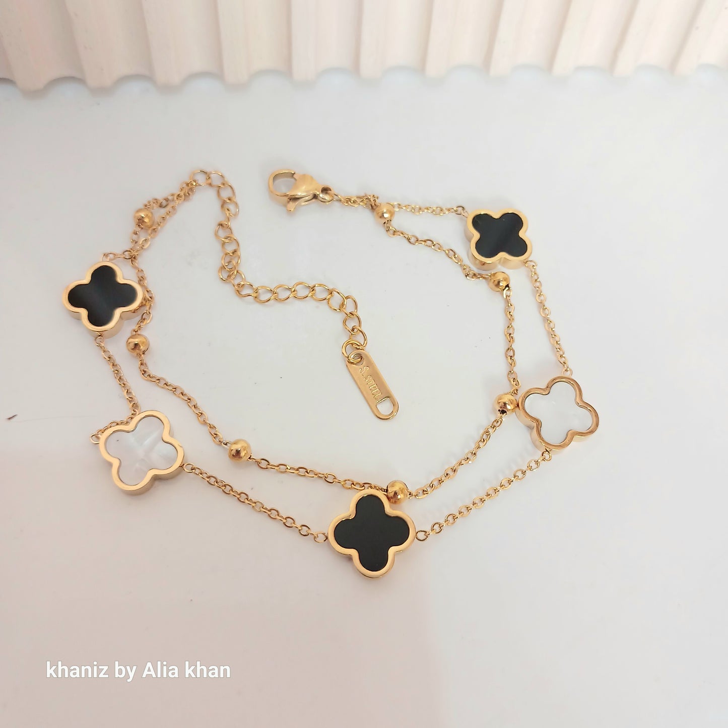 Double Chain Clover Bracelet