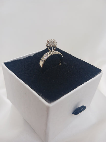 Silver Starling Flower Engagement Ring