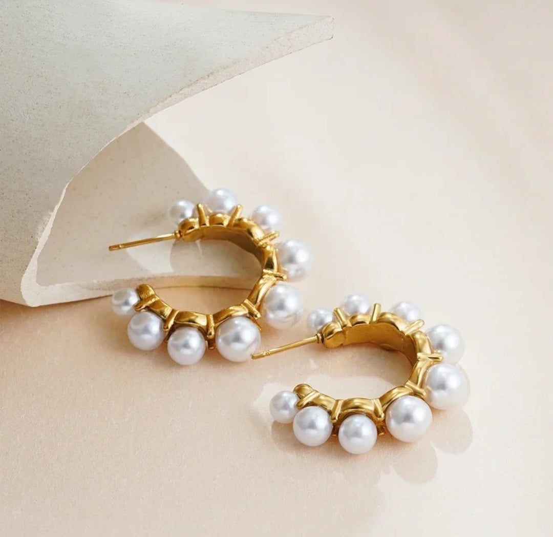 Pearl C Shape Hoops