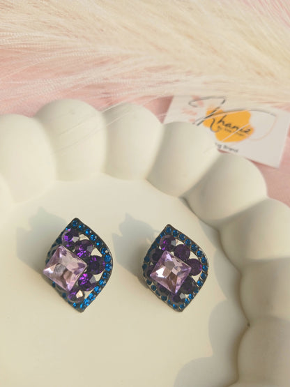 Leaf purple rhinestone earrings