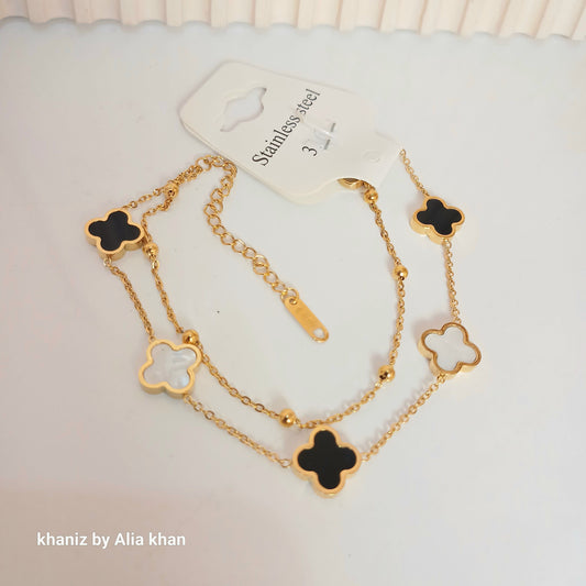 Double Chain Clover Bracelet