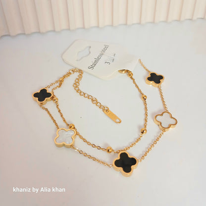 Double Chain Clover Bracelet