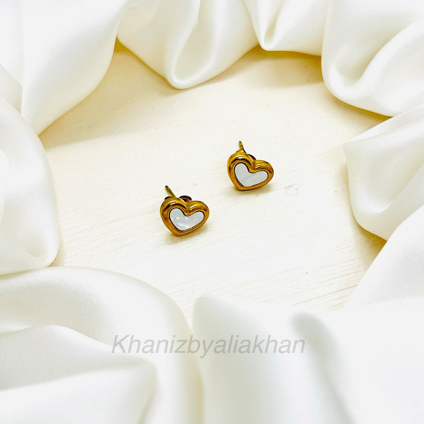 White Heart Earrings
