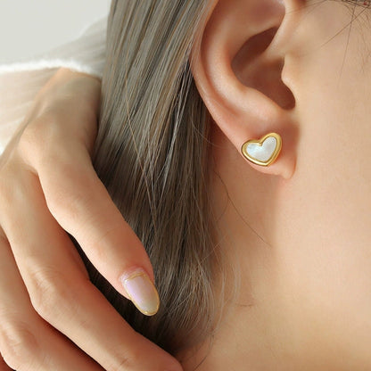 White Heart Earrings