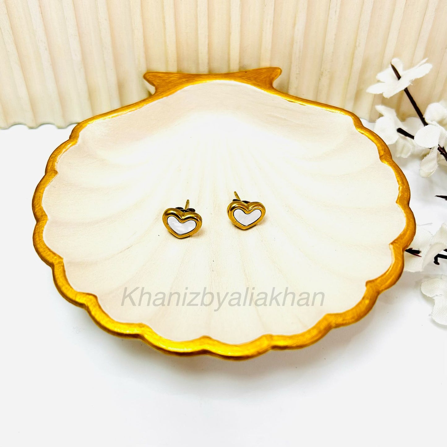 White Heart Earrings