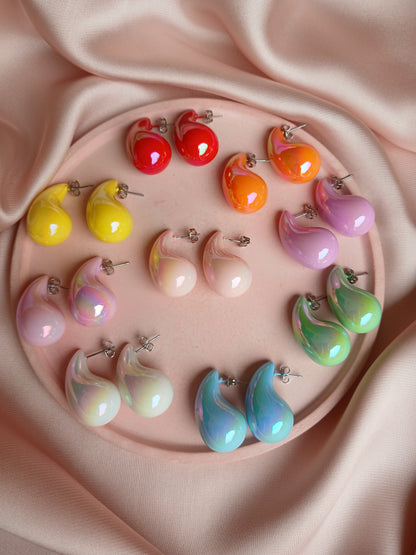 Candy colours tear drop earrings