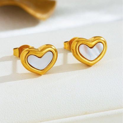 White Heart Earrings
