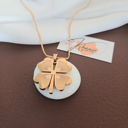 Gilded clover long chain pendant