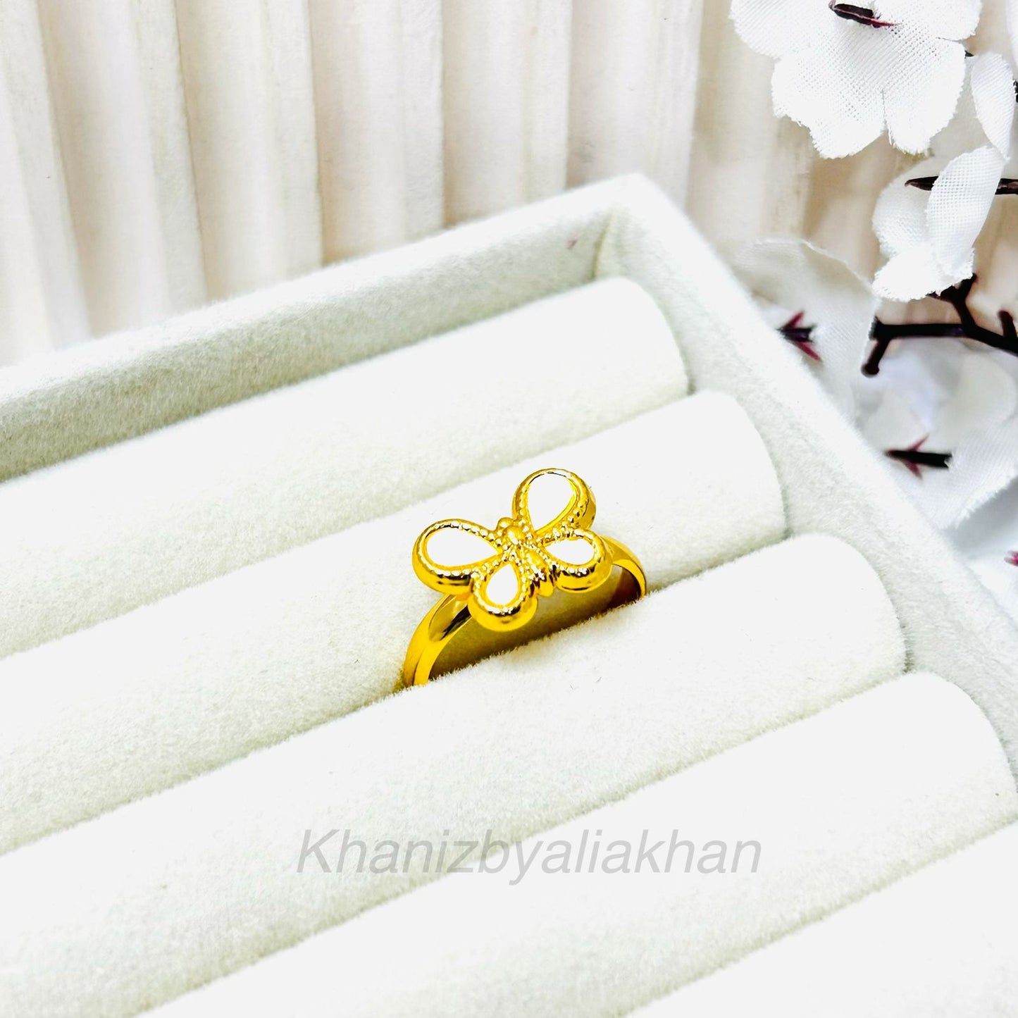 White Butterfly Ring