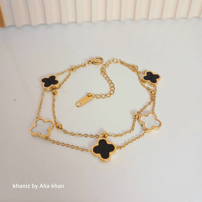 Double Chain Clover Bracelet