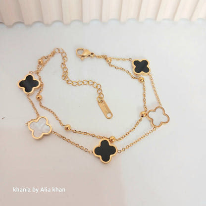 Double Chain Clover Bracelet