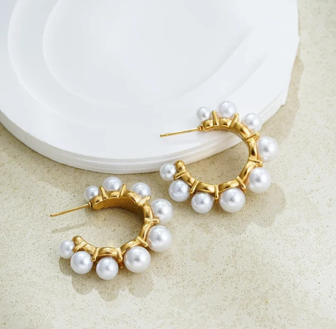 Pearl C Shape Hoops