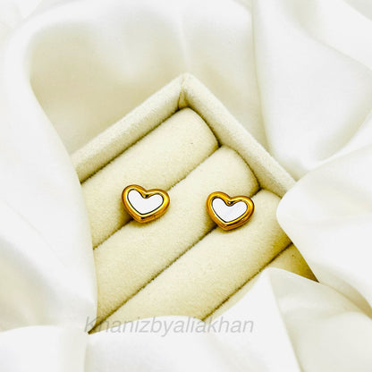 White Heart Earrings